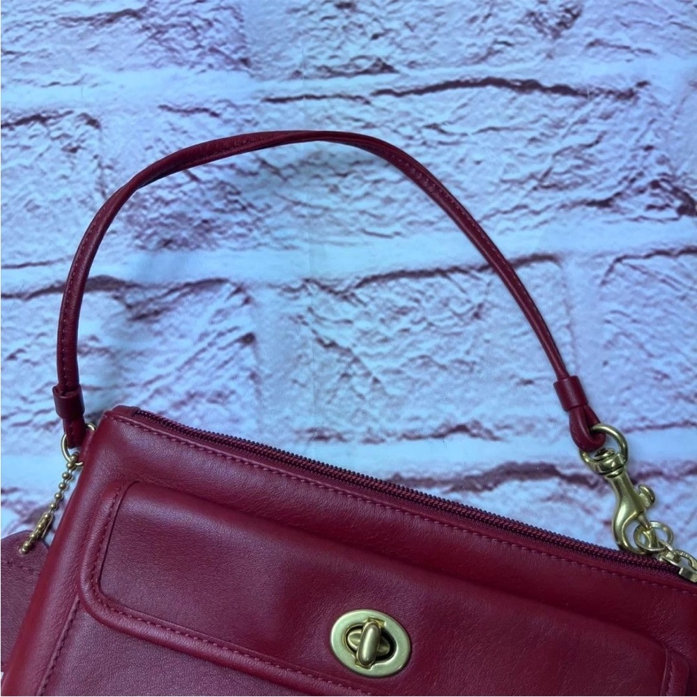 Coach Red Leather Wristlet with Gold Accents - Picture 12 of 16